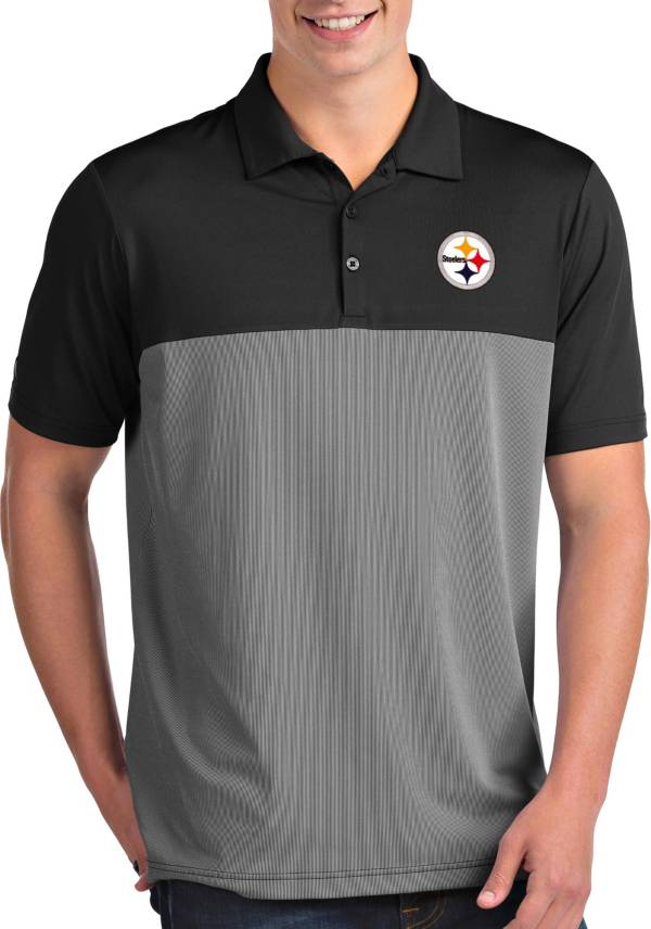 Antigua Men's Pittsburgh Steelers Venture Black Performance Polo