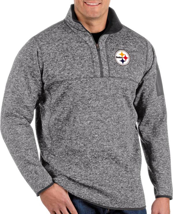 Antigua Men's Pittsburgh Steelers Fortune Grey Quarter-Zip Pullover