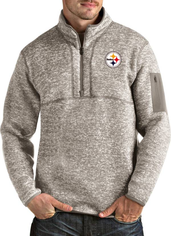 Antigua Men's Pittsburgh Steelers Fortune Quarter-Zip Oatmeal Pullover product image