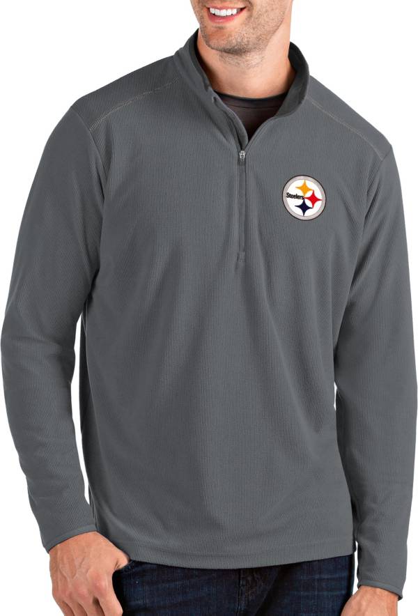 Antigua Men's Pittsburgh Steelers Glacier Grey Quarter-Zip Pullover