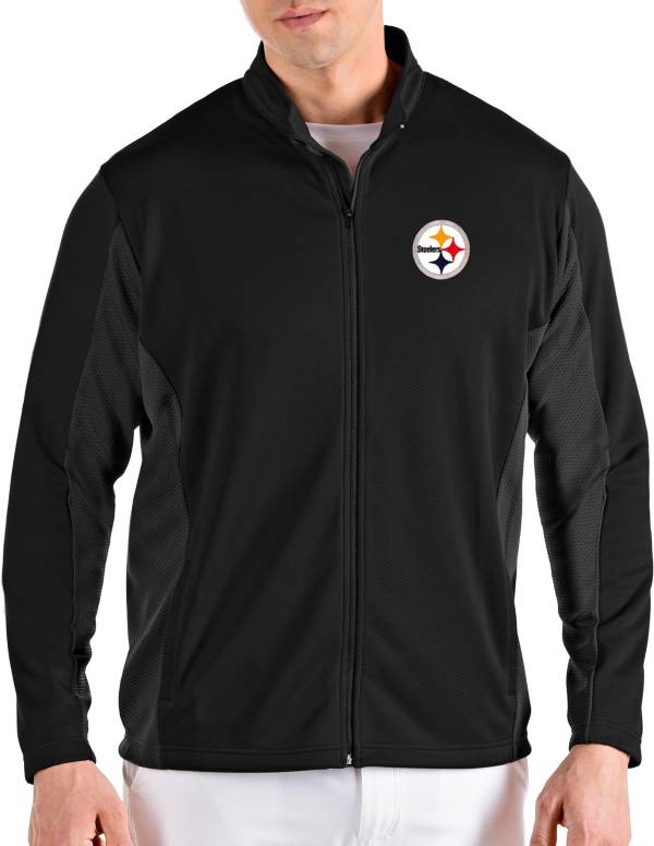 Antigua Men's Pittsburgh Steelers Passage Black Full-Zip Jacket