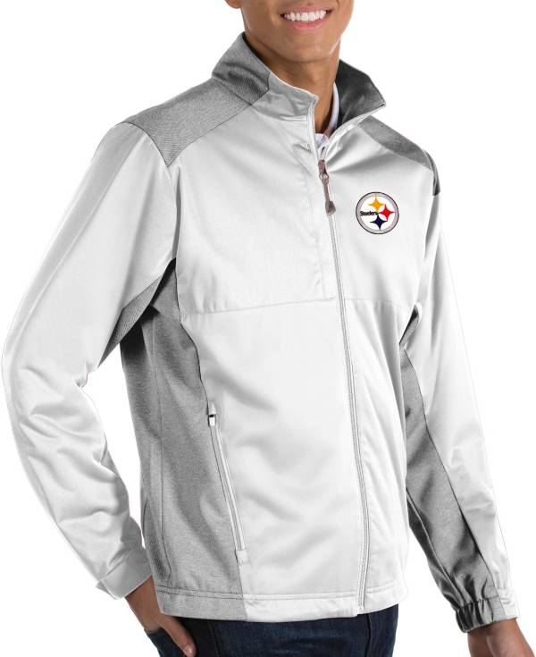 Antigua Men's Pittsburgh Steelers Revolve White Full-Zip Jacket