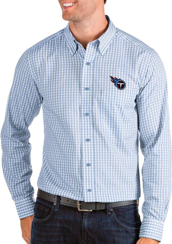 Antigua Men's Tennessee Titans Structure Button Down Blue Dress Shirt