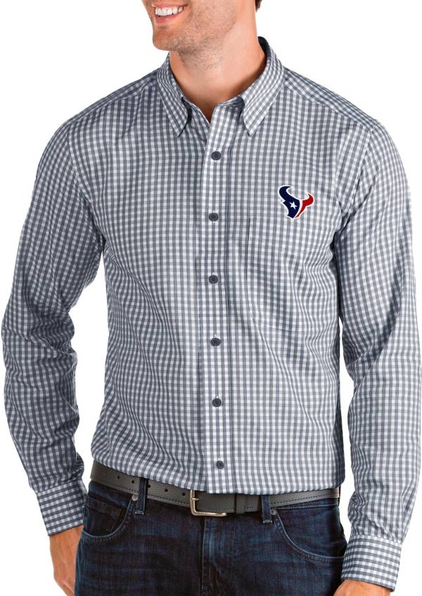 Antigua Men's Houston Texans Structure Button Down Grey Dress Shirt