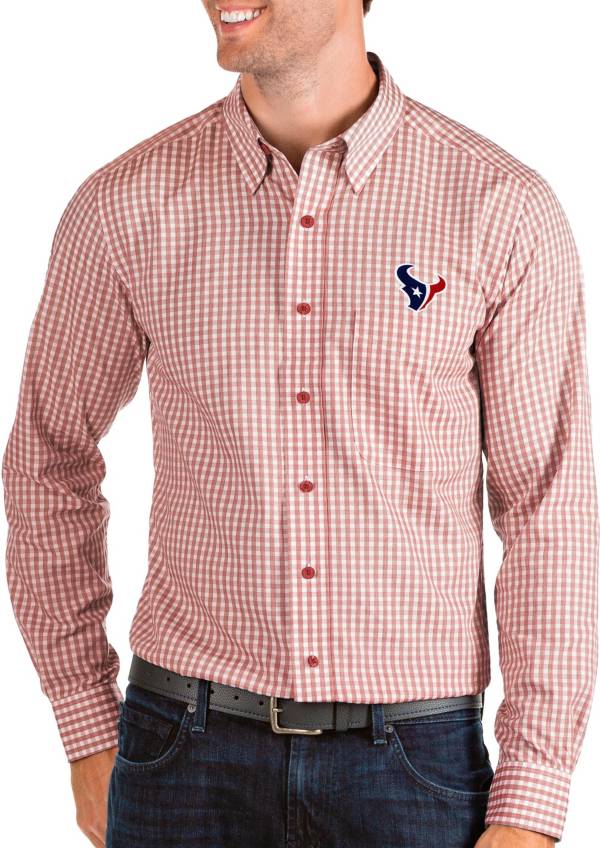 Antigua Men's Houston Texans Structure Button Down Red Dress Shirt