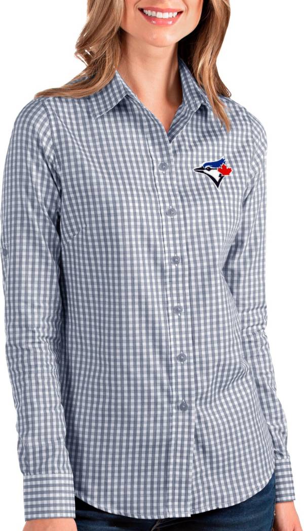 Antigua Women's Toronto Blue Jays Structure Royal Long Sleeve Button Down Shirt