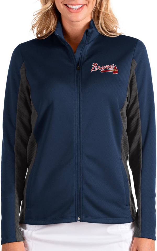 Antigua Women's Atlanta Braves Navy Passage Full-Zip Jacket