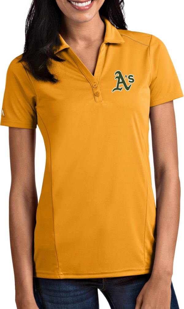 Antigua Women's Oakland Athletics Tribute Gold Performance Polo