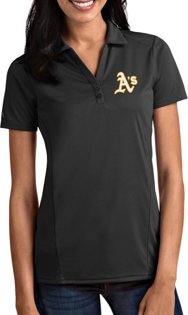 Antigua Women's Oakland Athletics Tribute Grey Performance Polo