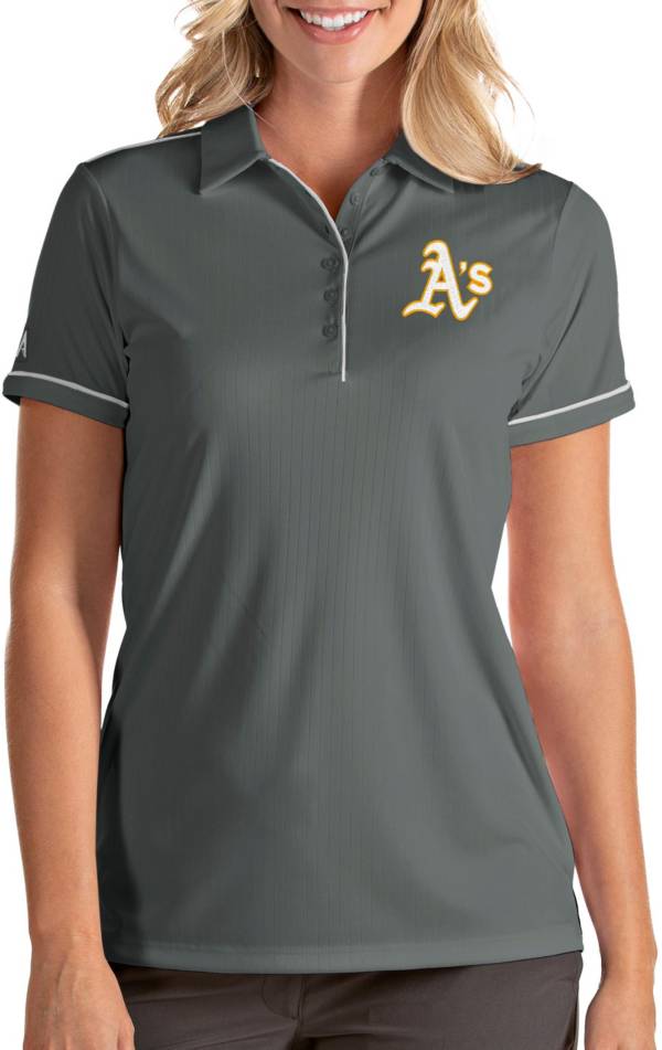 Antigua Women's Oakland Athletics Salute Grey Performance Polo