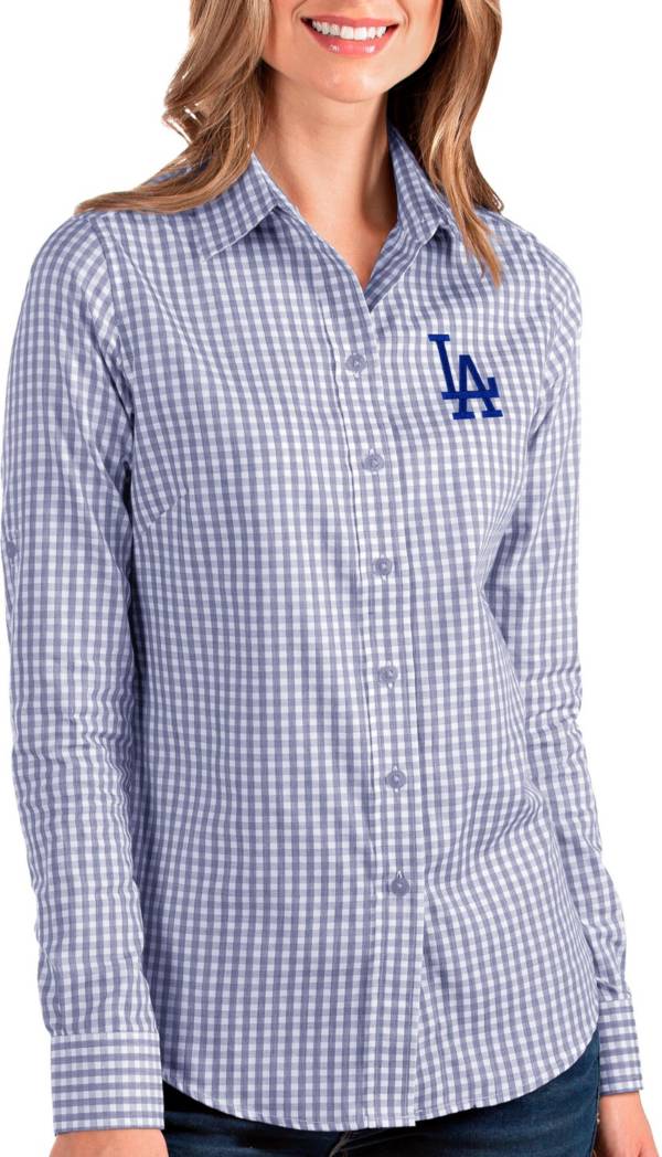 Antigua Women's Los Angeles Dodgers Structure Royal Long Sleeve Button Down Shirt