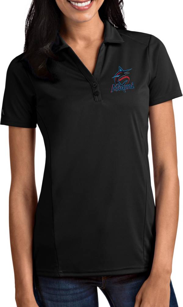 Antigua Women's Miami Marlins Tribute Black Performance Polo