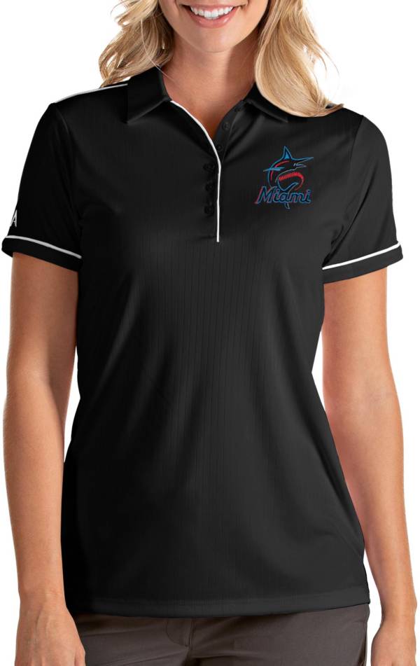 Antigua Women's Miami Marlins Salute Black Performance Polo