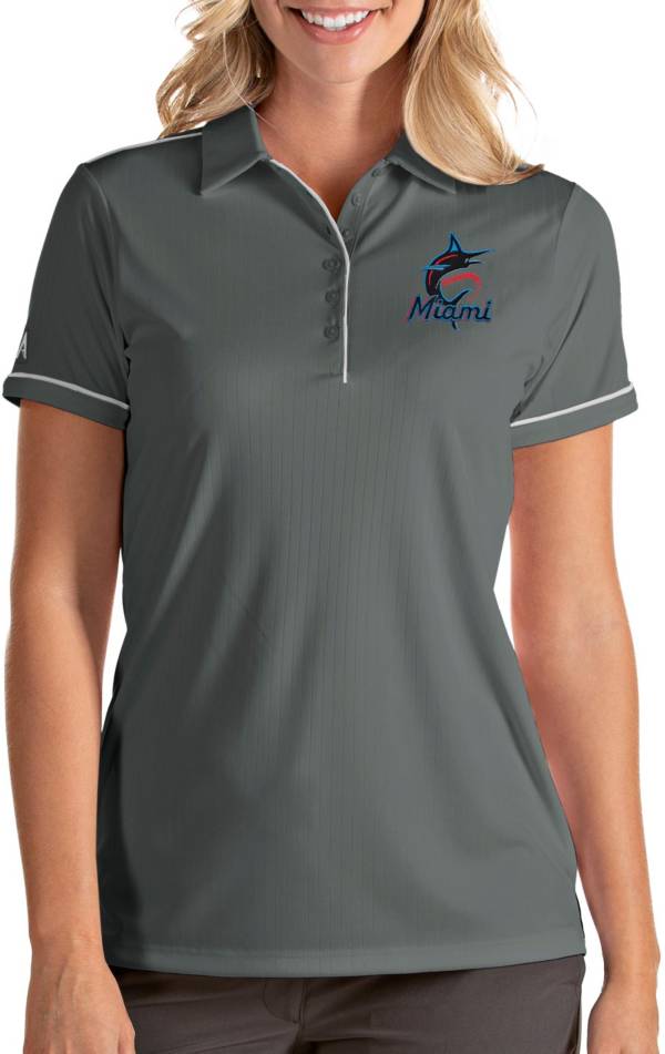 Antigua Women's Miami Marlins Salute Grey Performance Polo