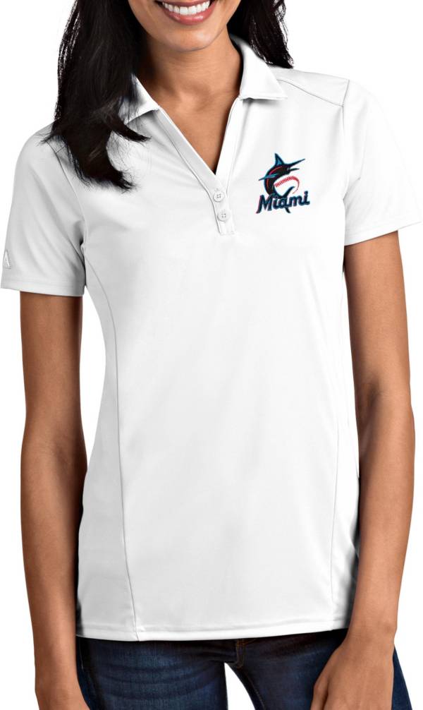 Antigua Women's Miami Marlins Tribute White Performance Polo