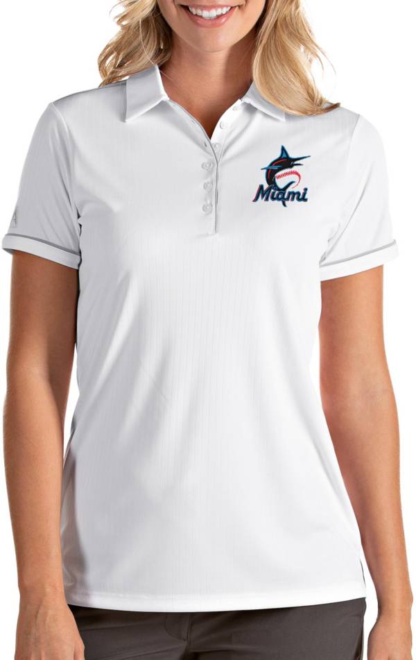 Antigua Women's Miami Marlins Salute White Performance Polo