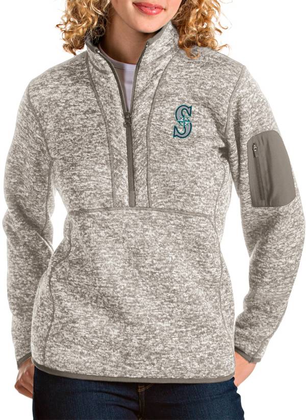 Antigua Women's Seattle Mariners Oatmeal Fortune Half-Zip Pullover product image