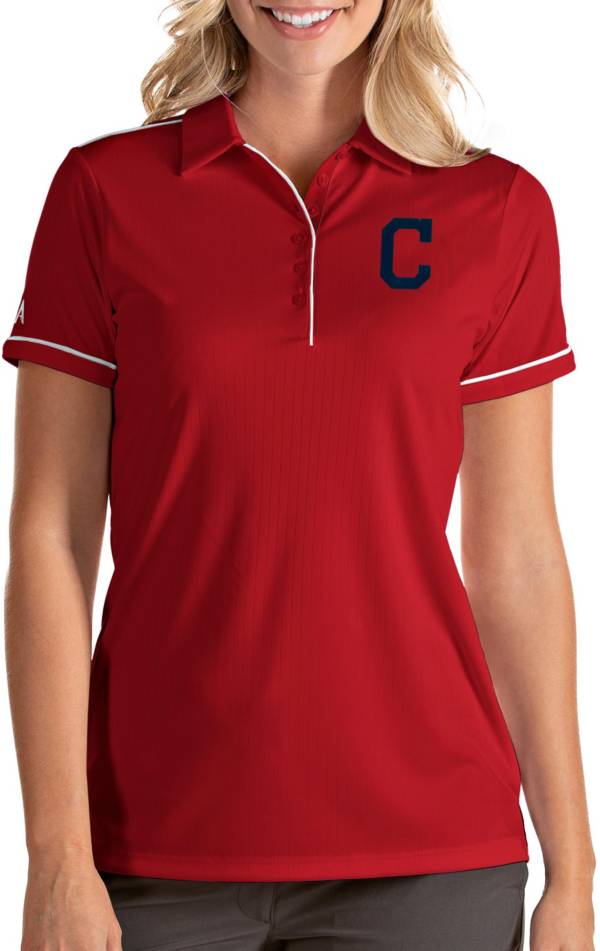 Antigua Women's Cleveland Indians Salute Red Performance Polo