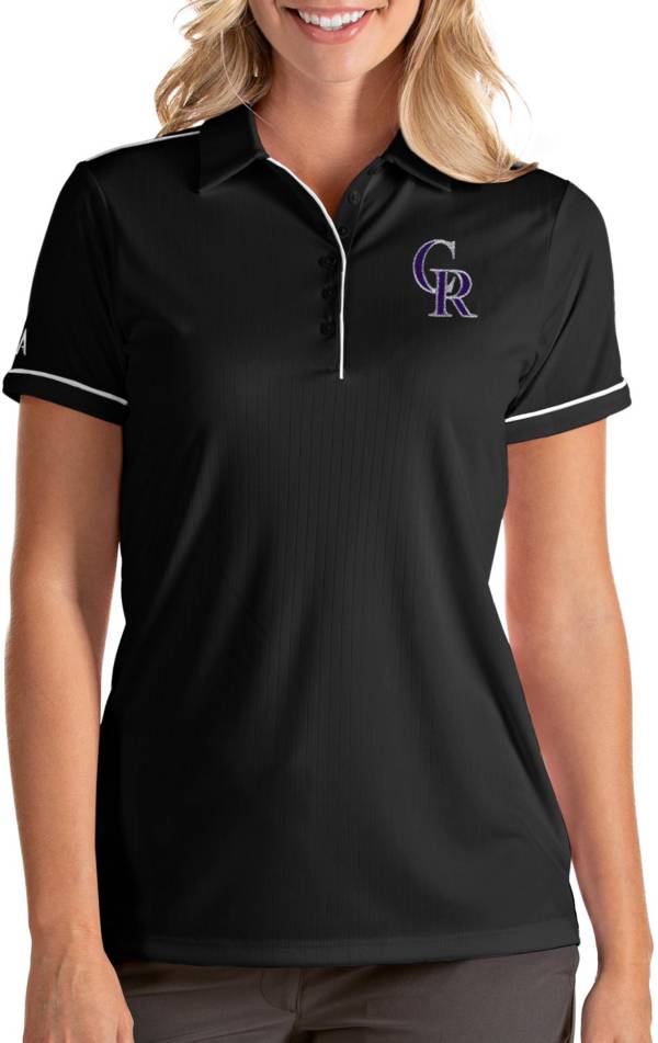 Antigua Women's Colorado Rockies Salute Black Performance Polo