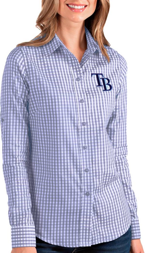 Antigua Women's Tampa Bay Rays Structure Royal Long Sleeve Button Down Shirt