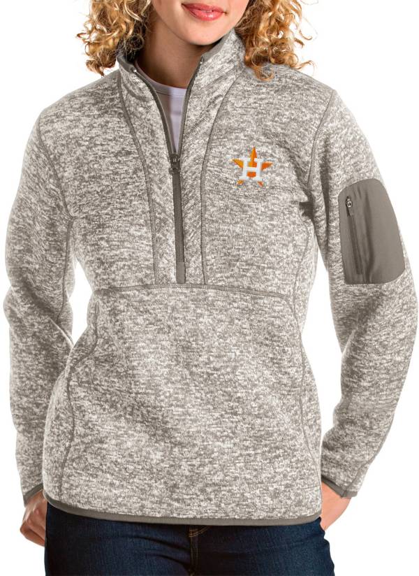 Antigua Women's Houston Astros Oatmeal Fortune Half-Zip Pullover