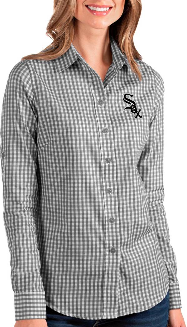 Antigua Women's Chicago White Sox Structure Black Long Sleeve Button Down Shirt
