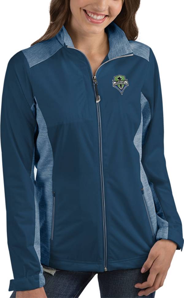 Antigua Women's Seattle Sounders Revolve Navy Full-Zip Jacket