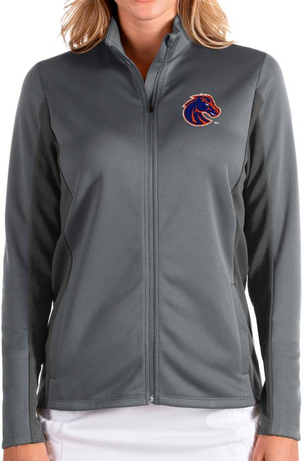 Antigua Women's Boise State Broncos Grey Passage Full-Zip Jacket