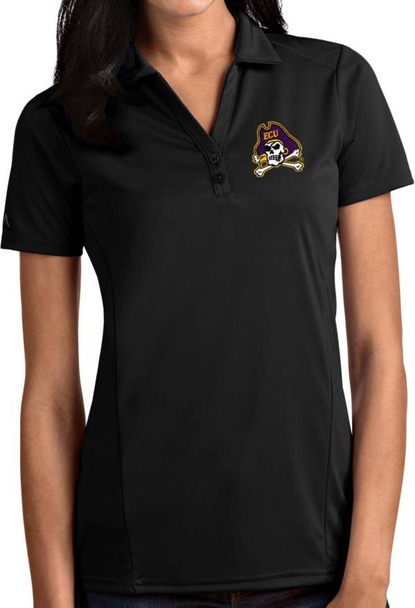 Antigua Women's East Carolina Pirates Tribute Performance Black Polo