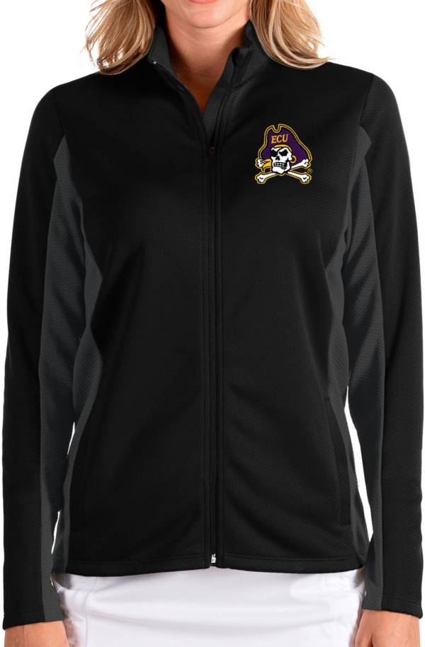 Antigua Women's East Carolina Pirates Passage Full-Zip Black Jacket