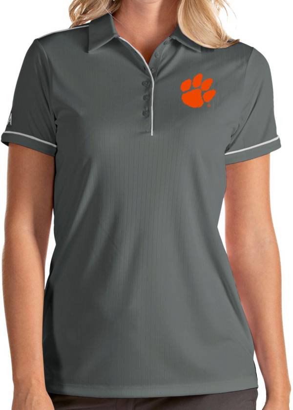 Antigua Women's Clemson Tigers Grey Salute Performance Polo