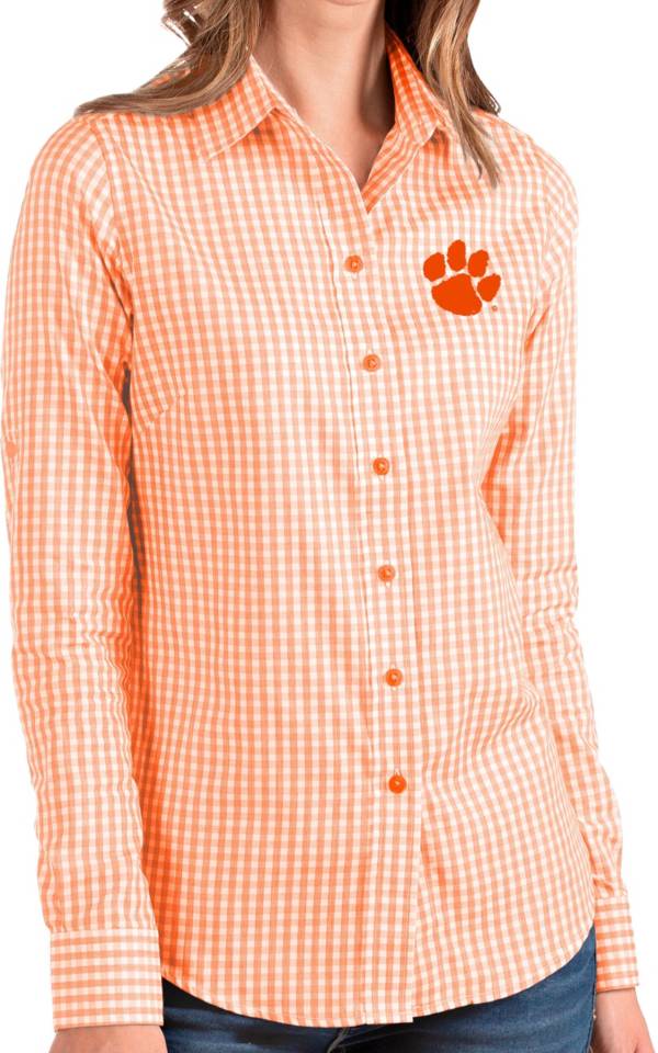 Antigua Women's Clemson Tigers Regalia Structure Button Down Long Sleeve Shirt