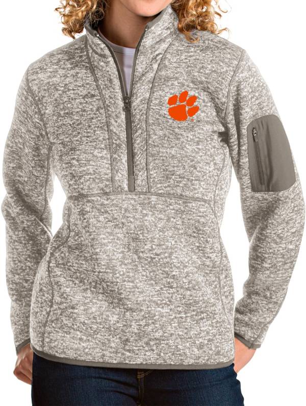Antigua Women's Clemson Tigers Oatmeal Fortune Pullover Jacket product image