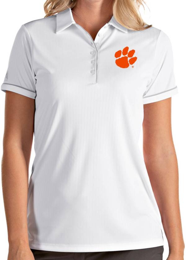 Antigua Women's Clemson Tigers Salute Performance White Polo