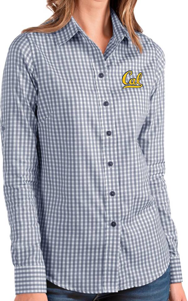 Antigua Women's Cal Golden Bears Blue Structure Button Down Long Sleeve Shirt