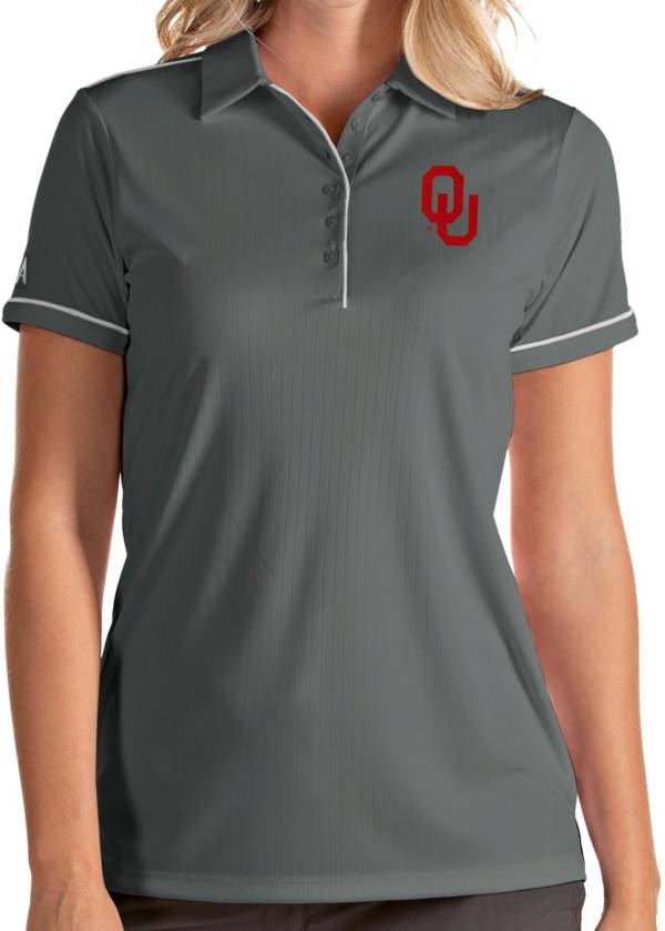 Antigua Women's Oklahoma Sooners Grey Salute Performance Polo