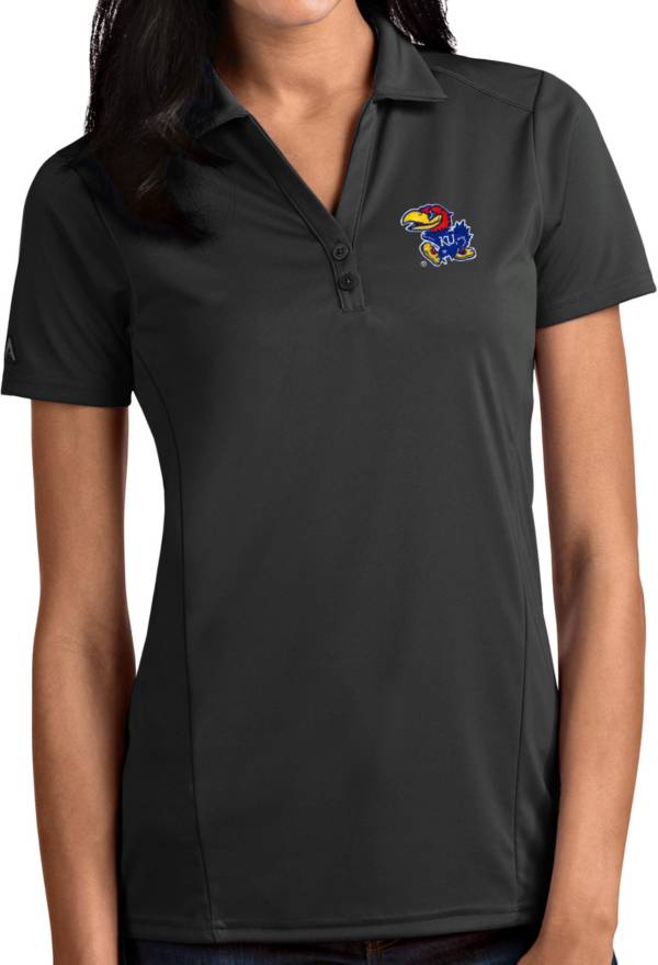 Antigua Women's Kansas Jayhawks Grey Tribute Performance Polo