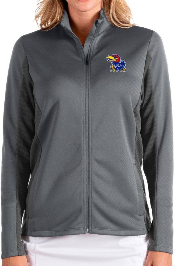 Antigua Women's Kansas Jayhawks Grey Passage Full-Zip Jacket