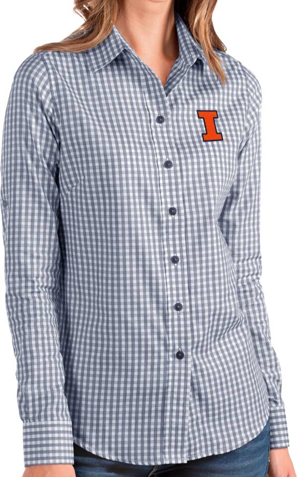 Antigua Women's Illinois Fighting Illini Blue Structure Button Down Long Sleeve Shirt