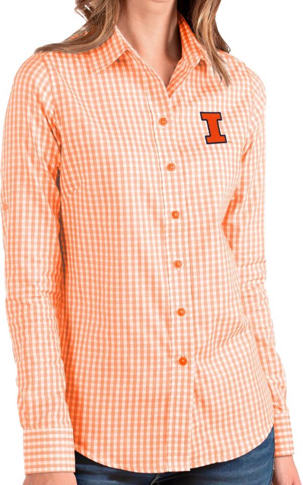 Antigua Women's Illinois Fighting Illini Orange Structure Button Down Long Sleeve Shirt