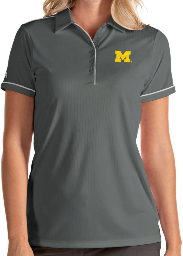 Antigua Women's Michigan Wolverines Grey Salute Performance Polo product image