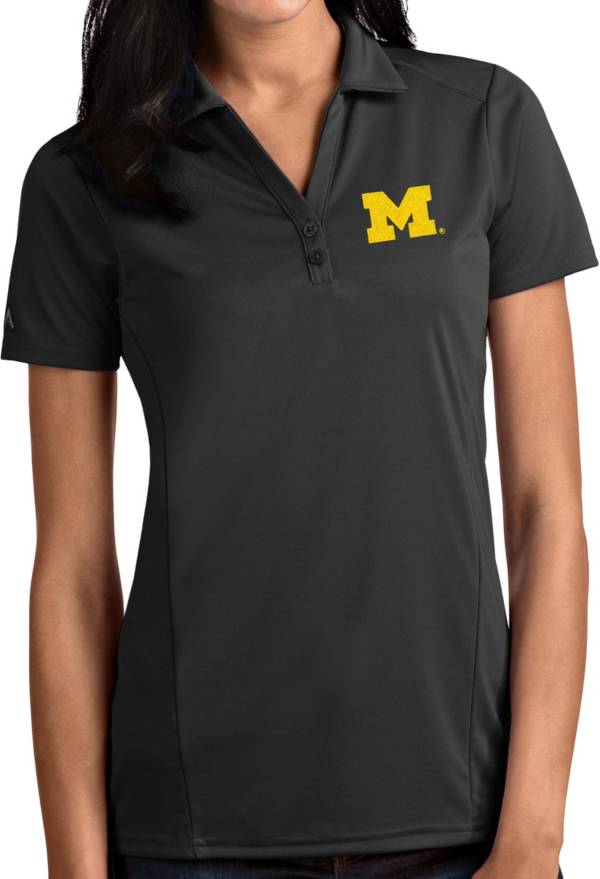 Antigua Women's Michigan Wolverines Grey Tribute Performance Polo