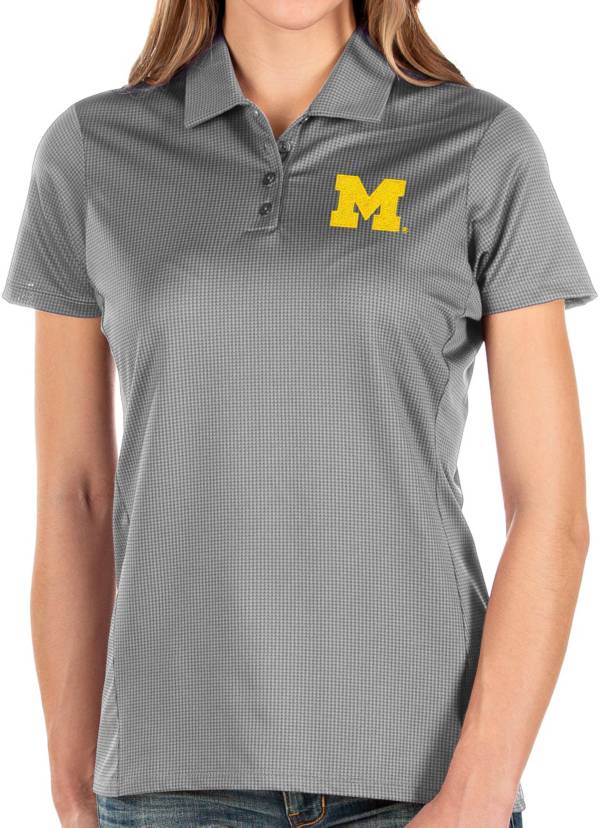 Antigua Women's Michigan Wolverines Grey Balance Polo