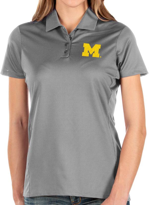 Antigua Women's Michigan Wolverines Grey Balance Polo