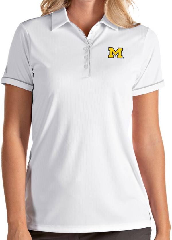 Antigua Women's Michigan Wolverines Salute Performance White Polo