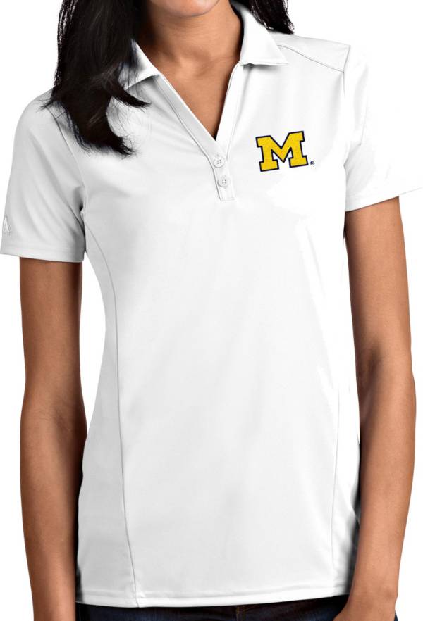 Antigua Women's Michigan Wolverines Tribute Performance White Polo product image