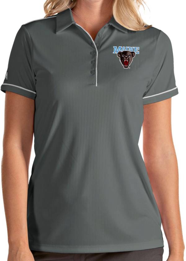 Antigua Women's Maine Black Bears Grey Salute Performance Polo