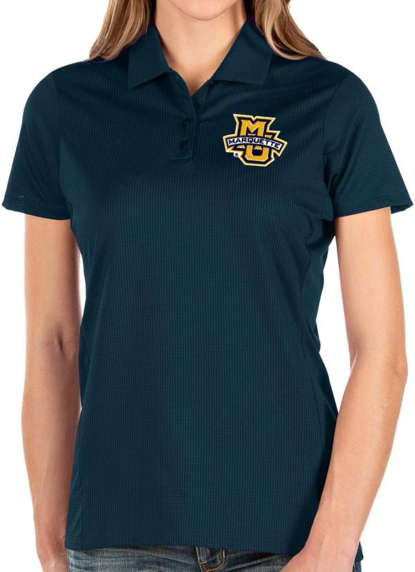 Antigua Women's Marquette Golden Eagles Blue Balance Polo