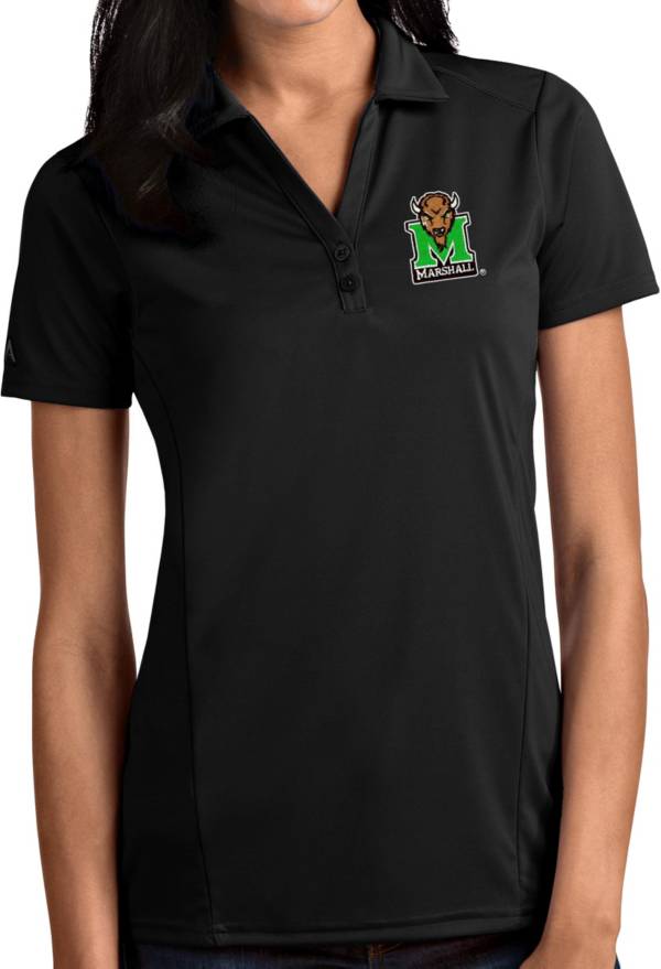 Antigua Women's Marshall Thundering Herd Tribute Performance Black Polo