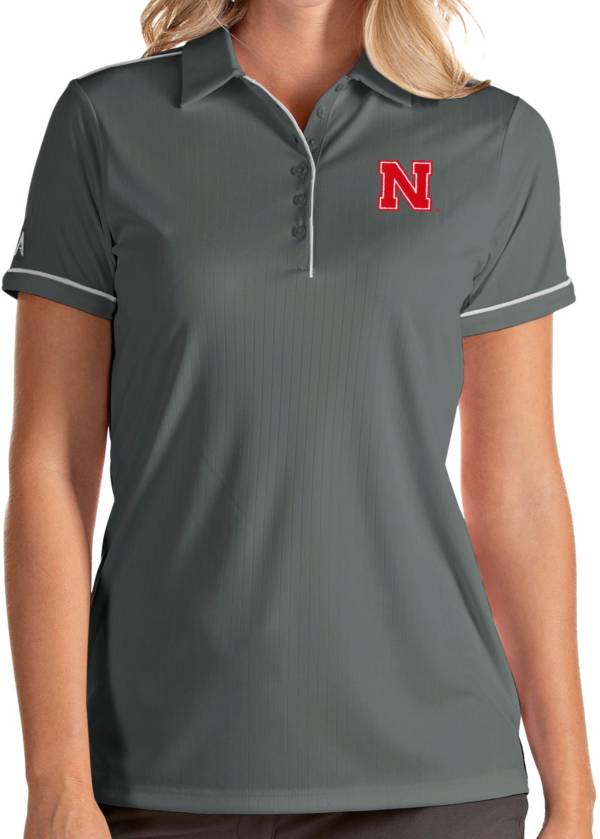 Antigua Women's Nebraska Cornhuskers Grey Salute Performance Polo